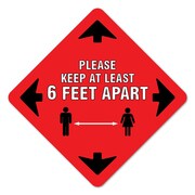 SIGNMISSION Please Keep At Least 6 Ft Non-Slip Floor Graphic, 16" x 16", FD-X-16-99997 FD-X-16-99997